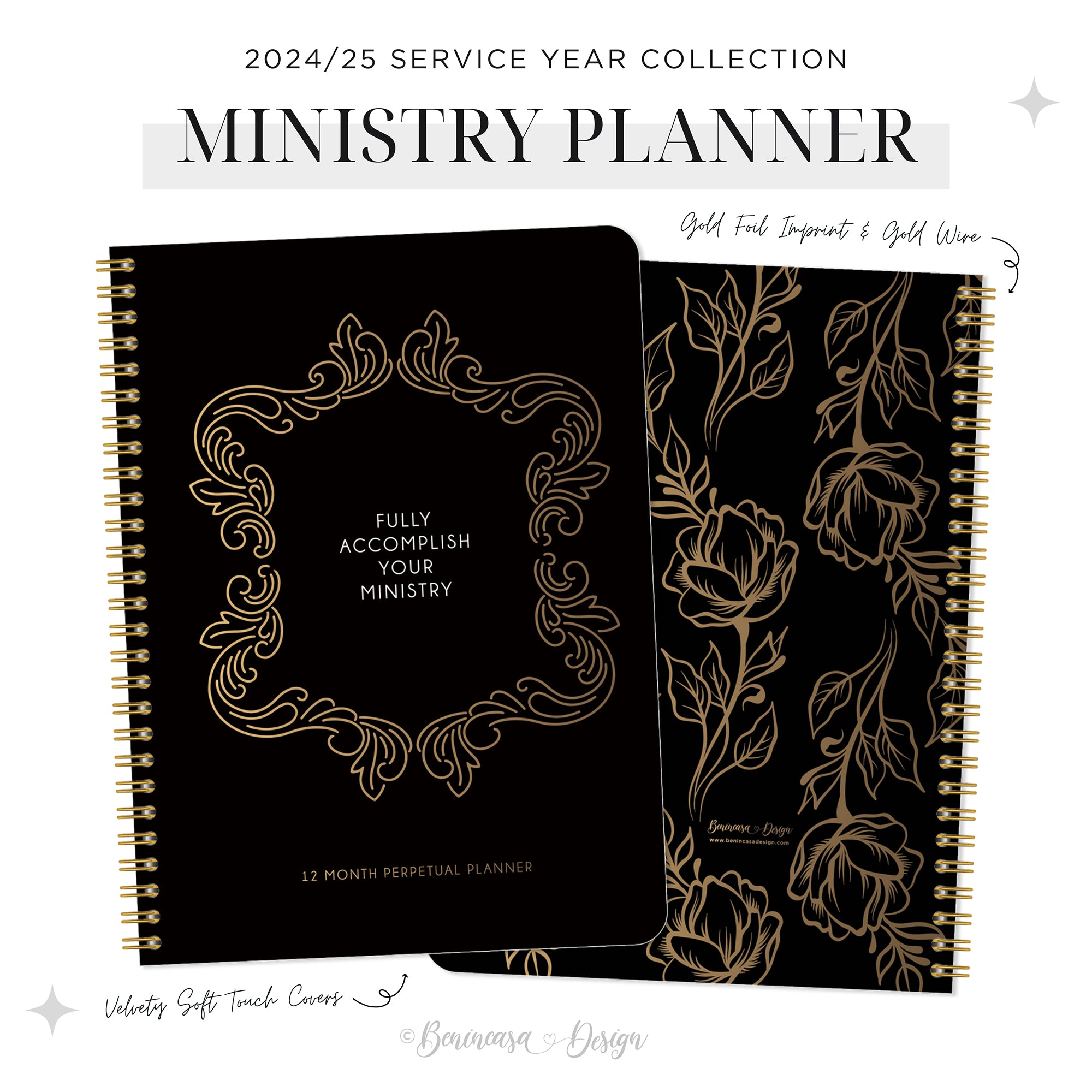 Un-Dated/Perpetual Ministry Planner & Goal Tracker Spiral Journal