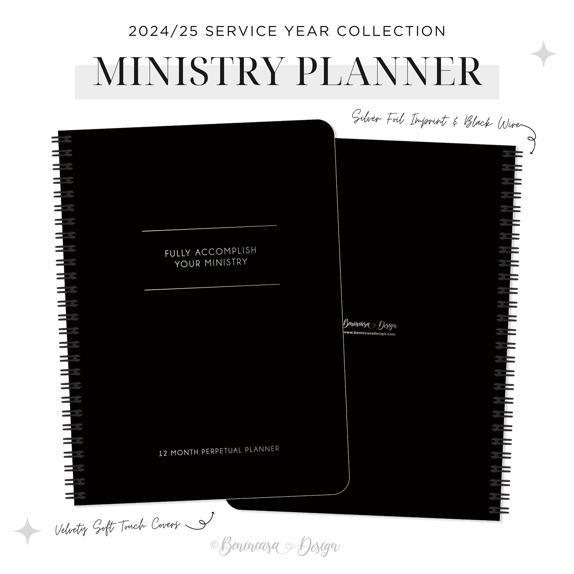 Un-Dated/Perpetual Ministry Planner & Goal Tracker Spiral Journal