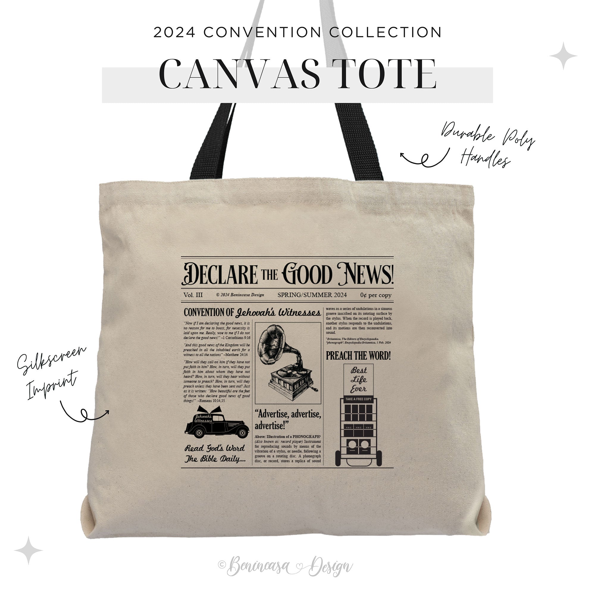 Cotton Canvas Tote Bag: 2024 “Declare the Good News”!