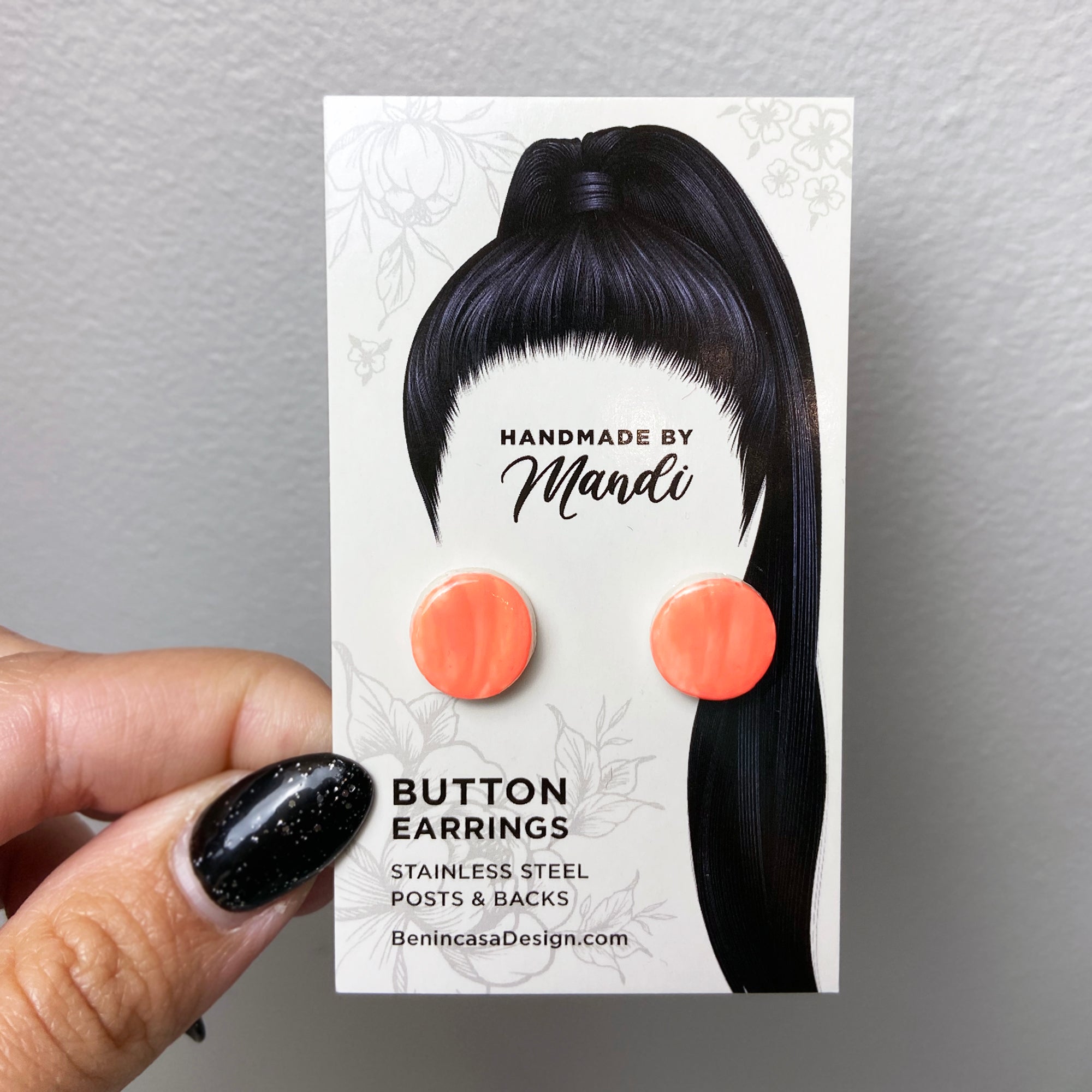 Hand-Painted Mini Maiolica Tile Earrings - Neon