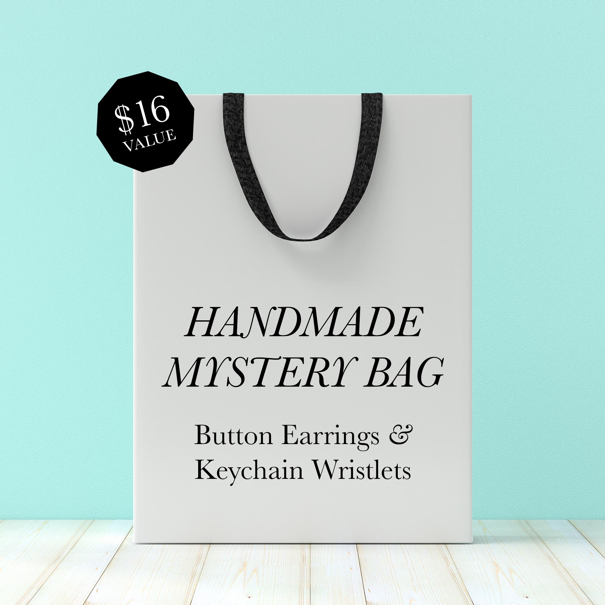 $16 VALUE: Button Earrings & Keychain Wristlet MYSTERY BUNDLE – Handmade by Mandi