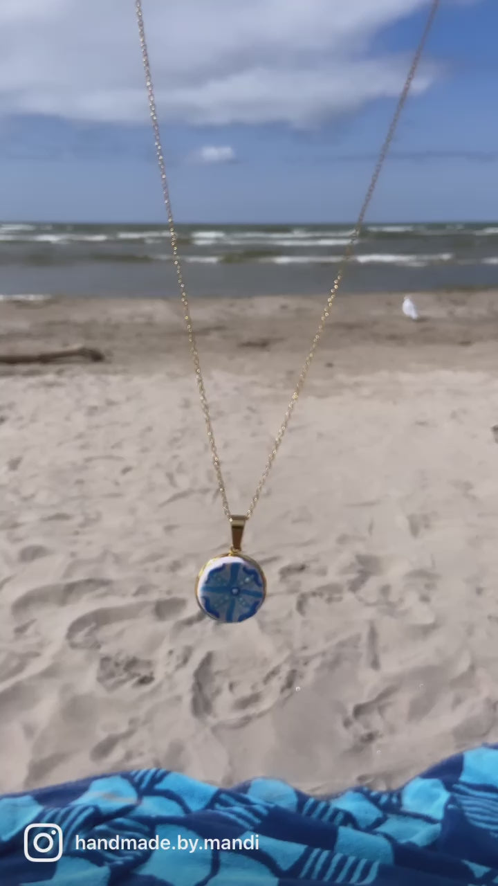 Hand-Painted Mini Maiolica Tile Necklace - Costiera Amalfitana