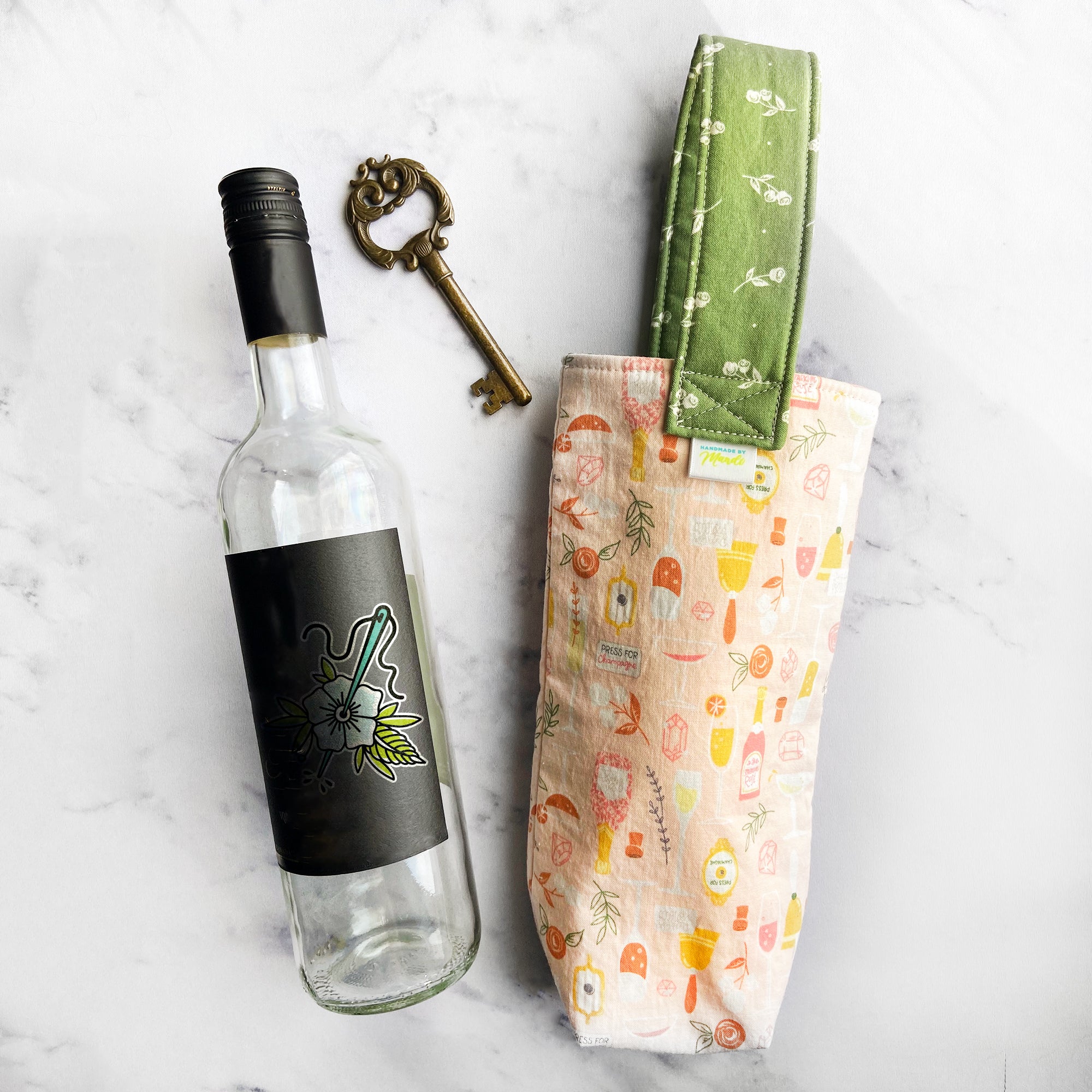 "Prosecco Party" Reversible Insulated Wine Tote