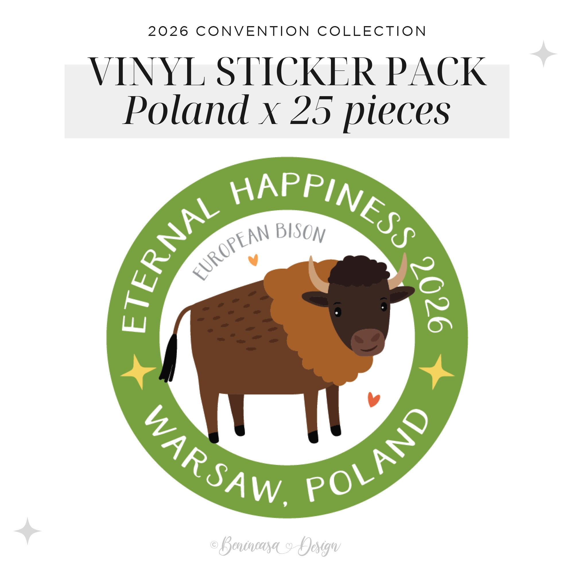 Vinyl Stickers (Pack of 25 / Design) – 2026 “Eternal Happiness"