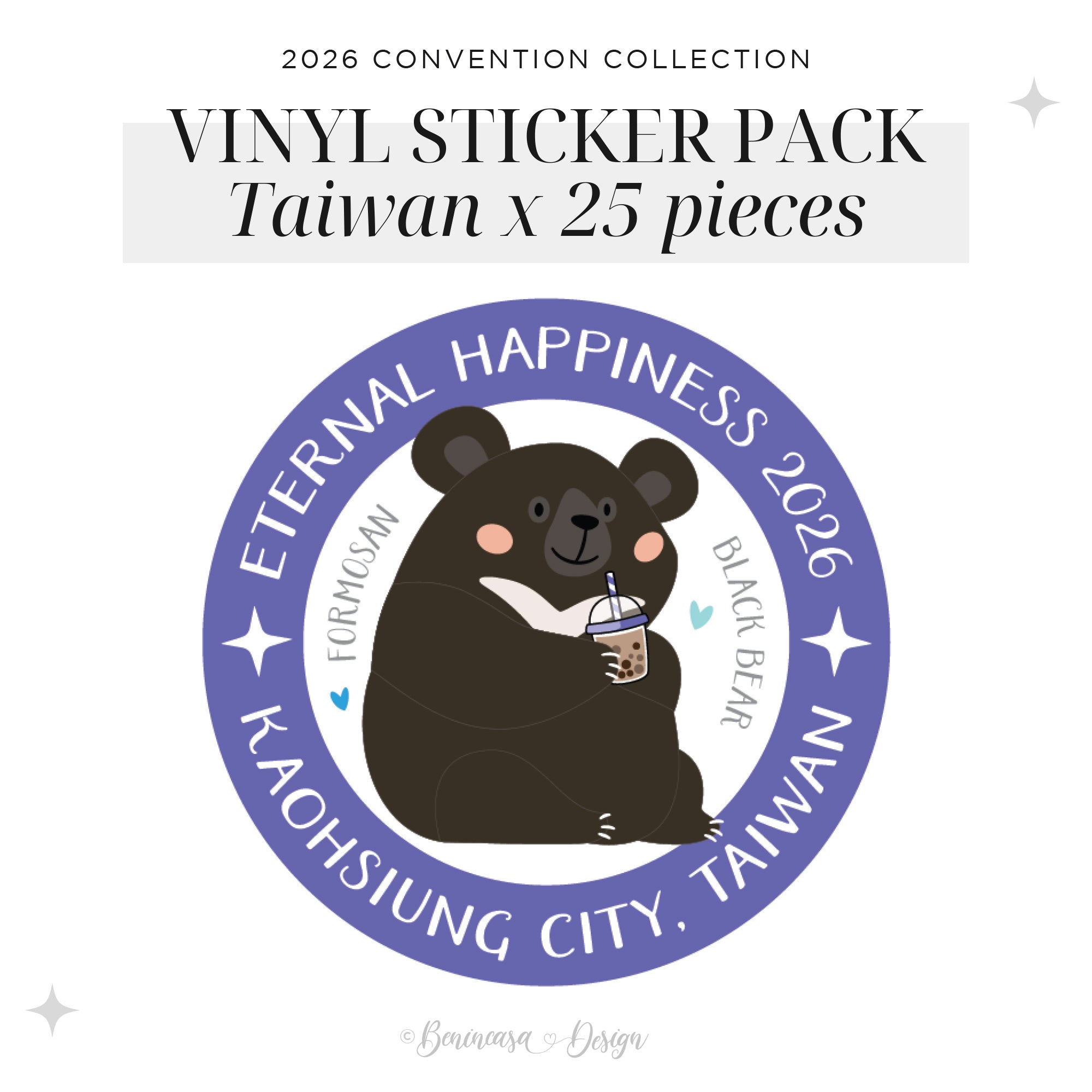 Vinyl Stickers (Pack of 25 / Design) – 2026 “Eternal Happiness"