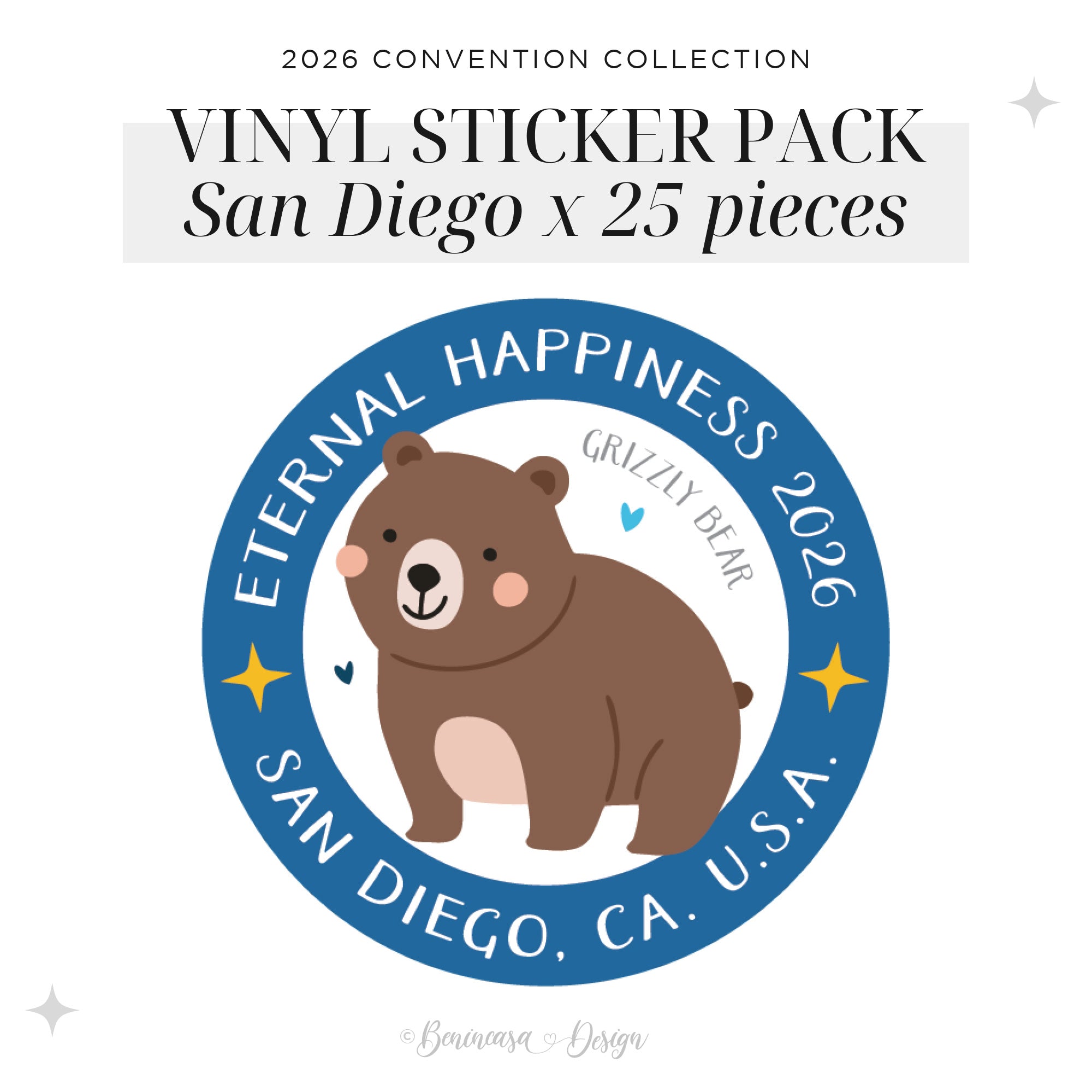 Vinyl Stickers (Pack of 25 / Design) – 2026 “Eternal Happiness"