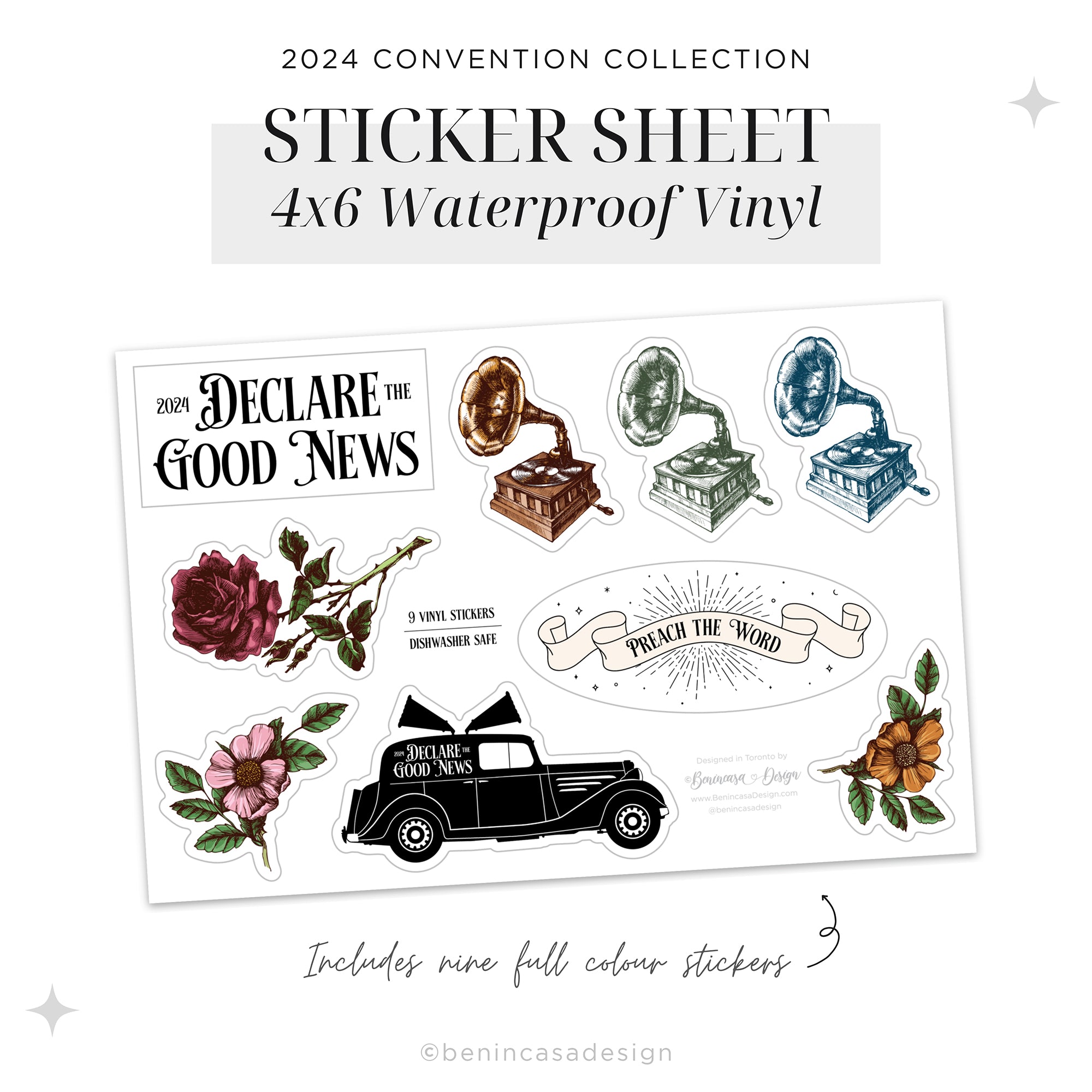 Waterproof Vinyl Sticker Sheet: 2024 “Declare the Good News”!