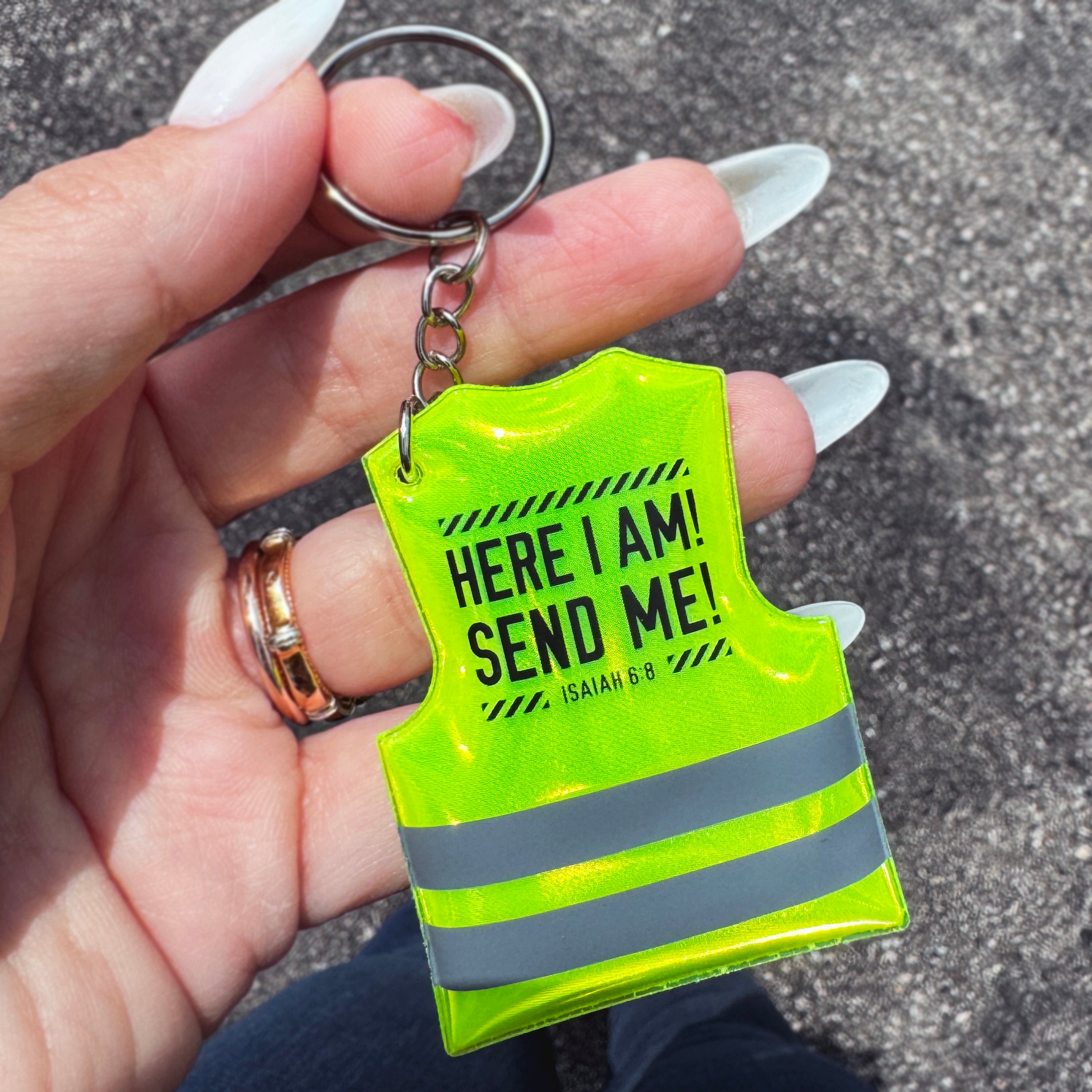 Reflective Safety Vest Keychain – Isaiah 6:8