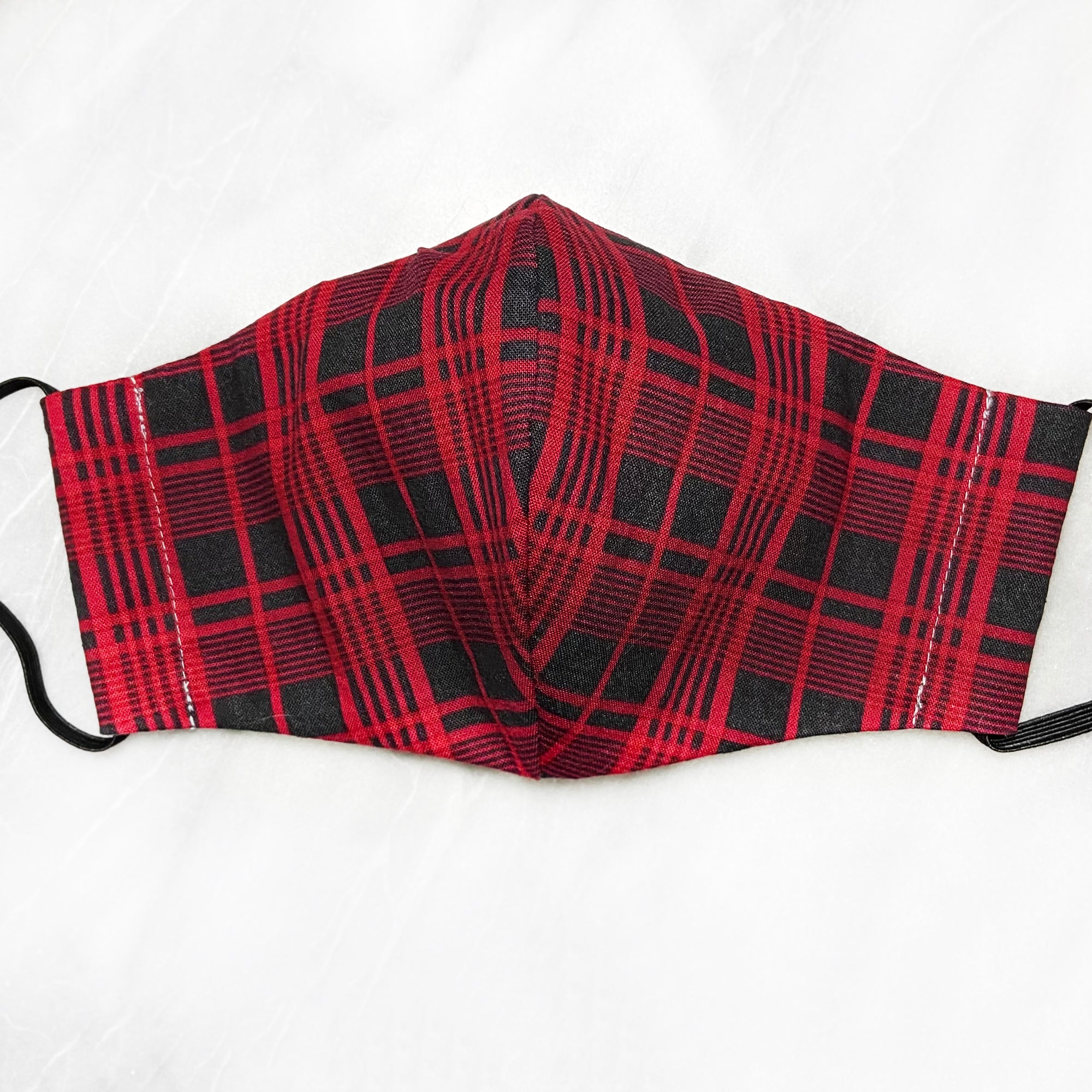 Vintage Plaid (Red/Black) Deluxe Olson Face Mask