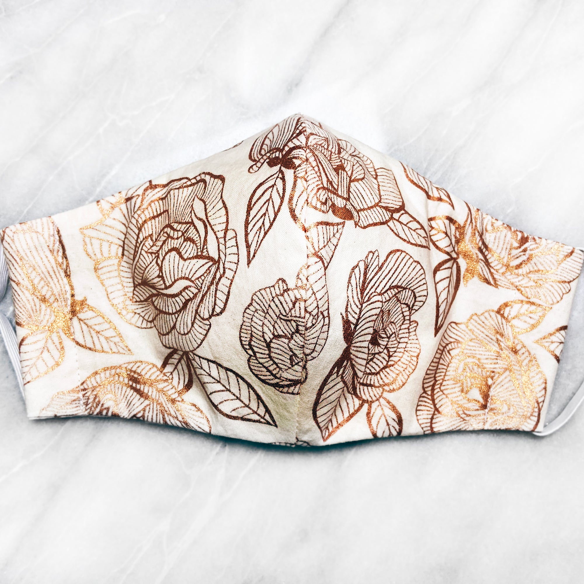 First Light "Floral Lace" Ballet (Rose Gold Metallic) Deluxe Olson Face Mask