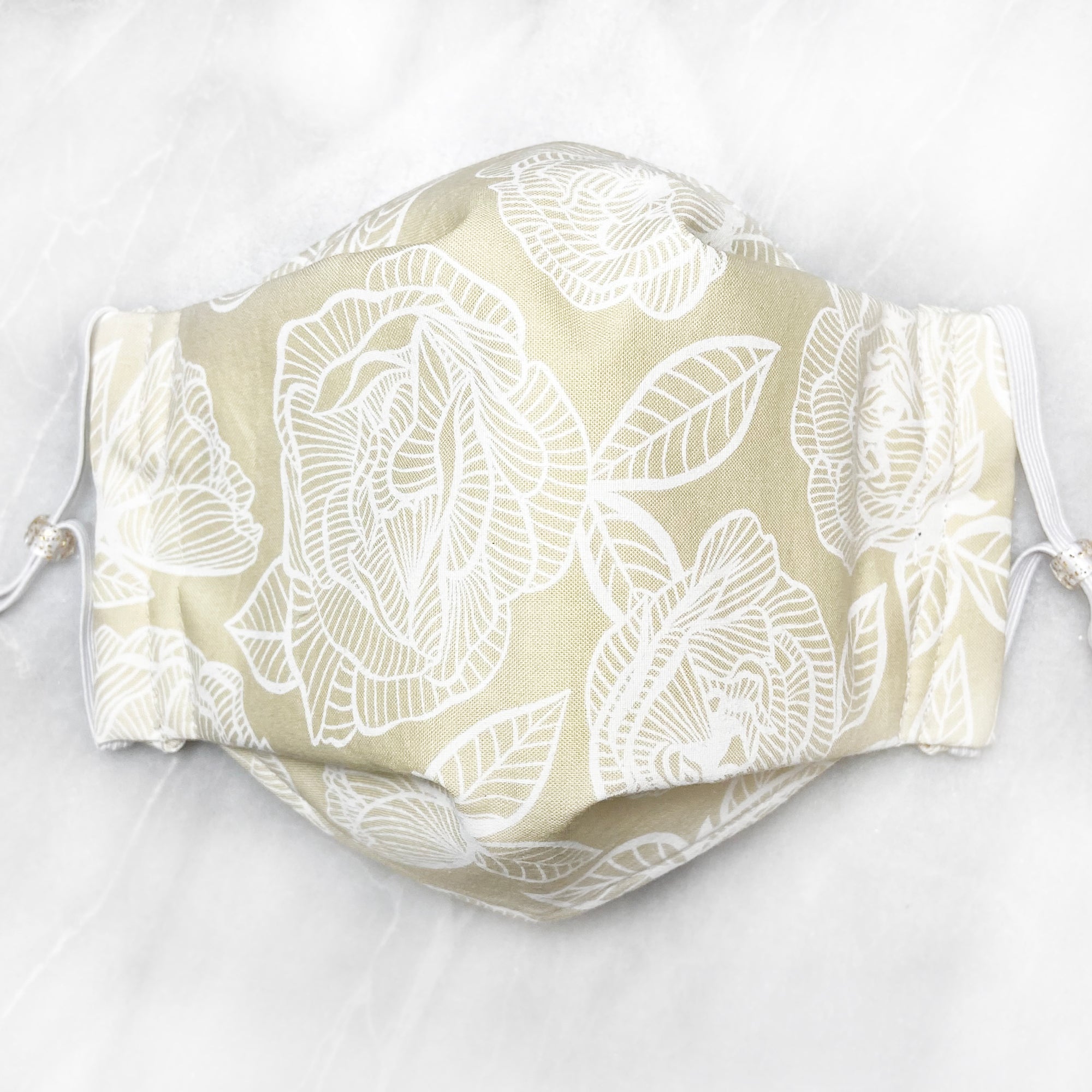 First Light "Floral Lace - Parchment" 3D Pleated Face Mask