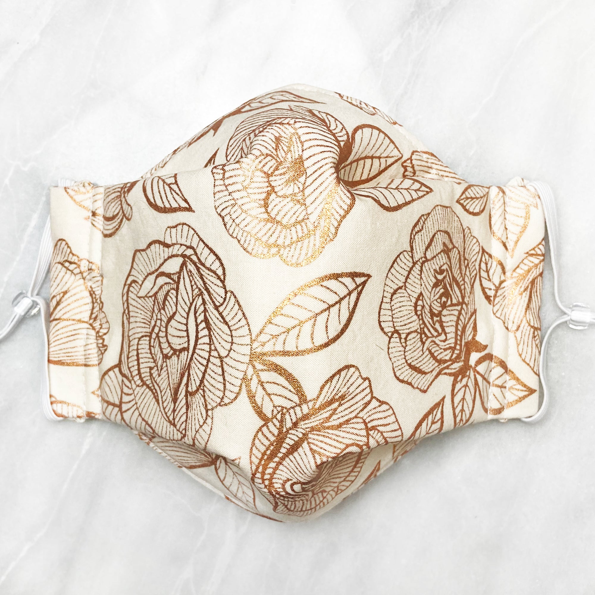 First Light "Floral Lace" Ballet (Rose Gold Metallic) 3D Pleated Face Mask