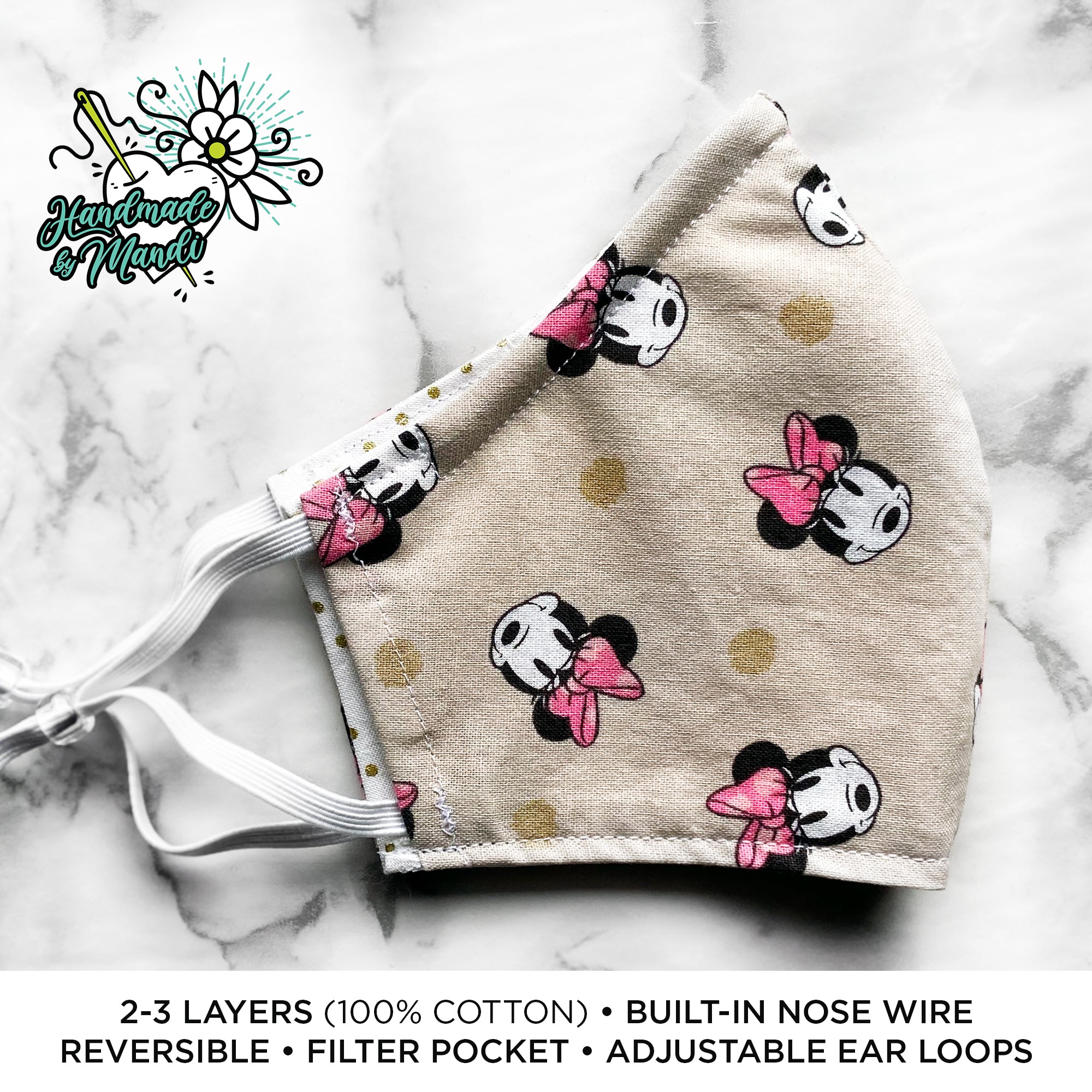 LIMITED EDITION Minnie Polka Dots Reversible Contoured Mask