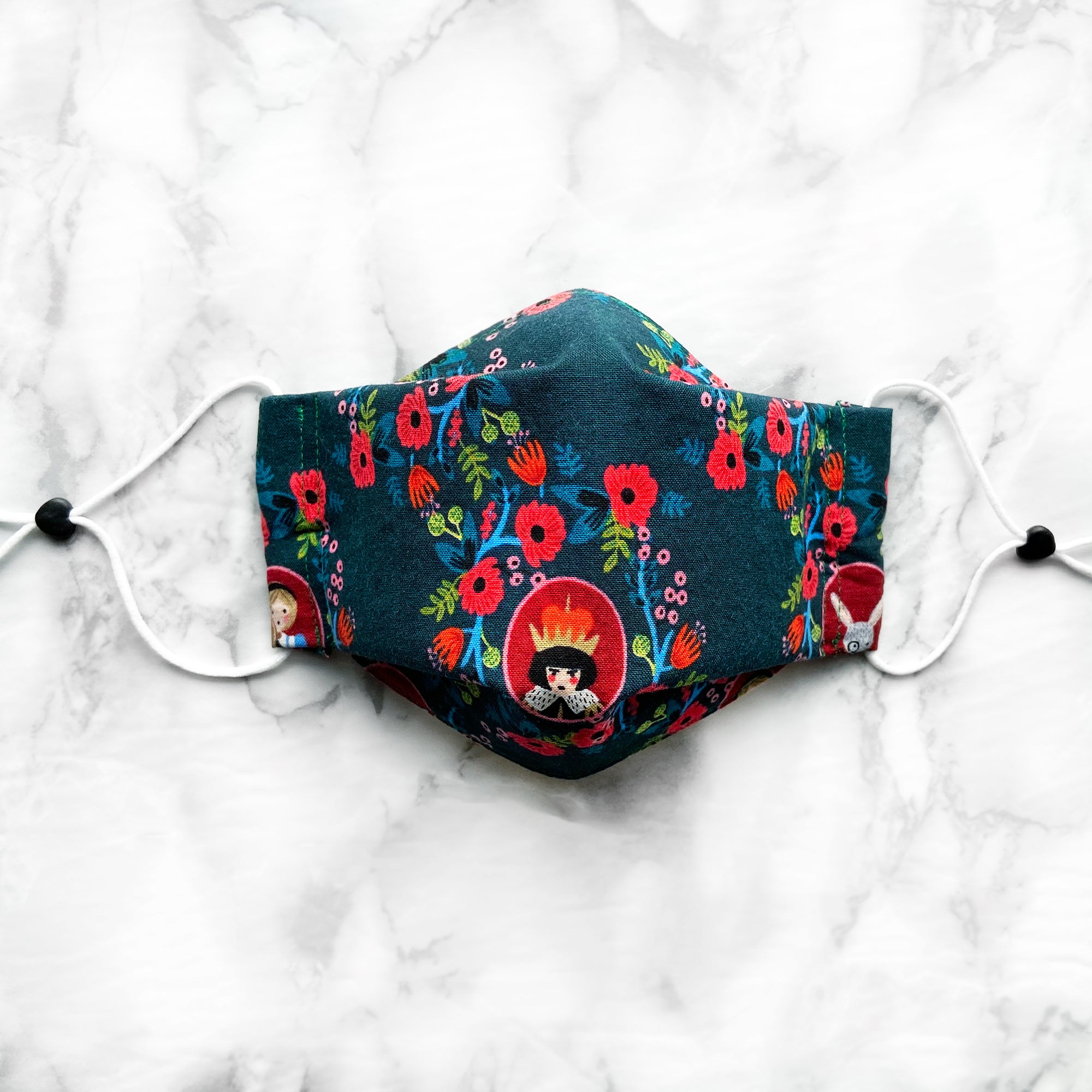 SPECIAL EDITION Rifle Paper Co. Wonderland "Cameo" (Forest Green) 3D Pleated Face Mask