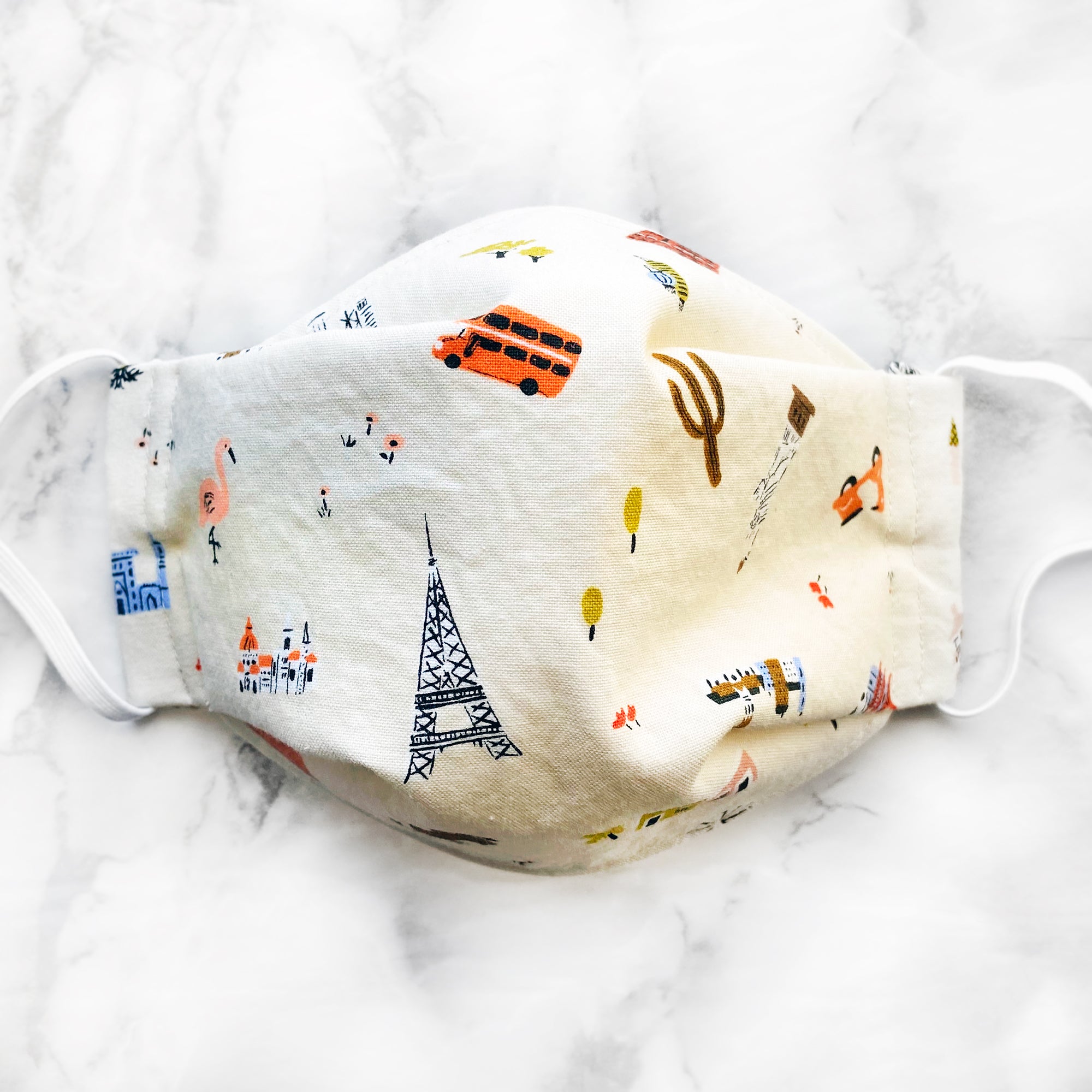 Rifle Paper Co. Amalfi "Explorer" (Natural) 3D Pleated Face Mask (3 Layers)