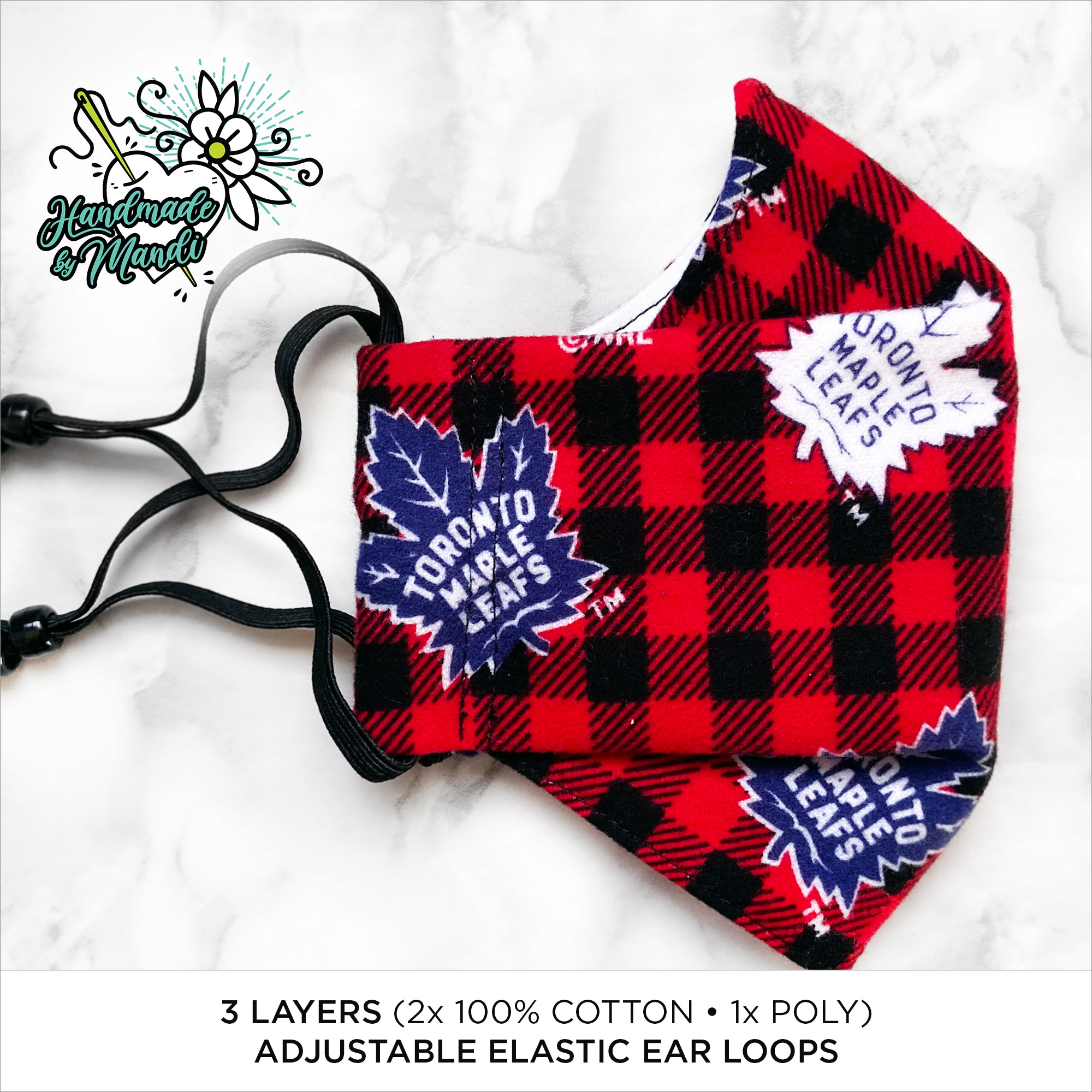 LIMITED EDITION Maple Leafs (Red Plaid) 3D Pleated Face Mask
