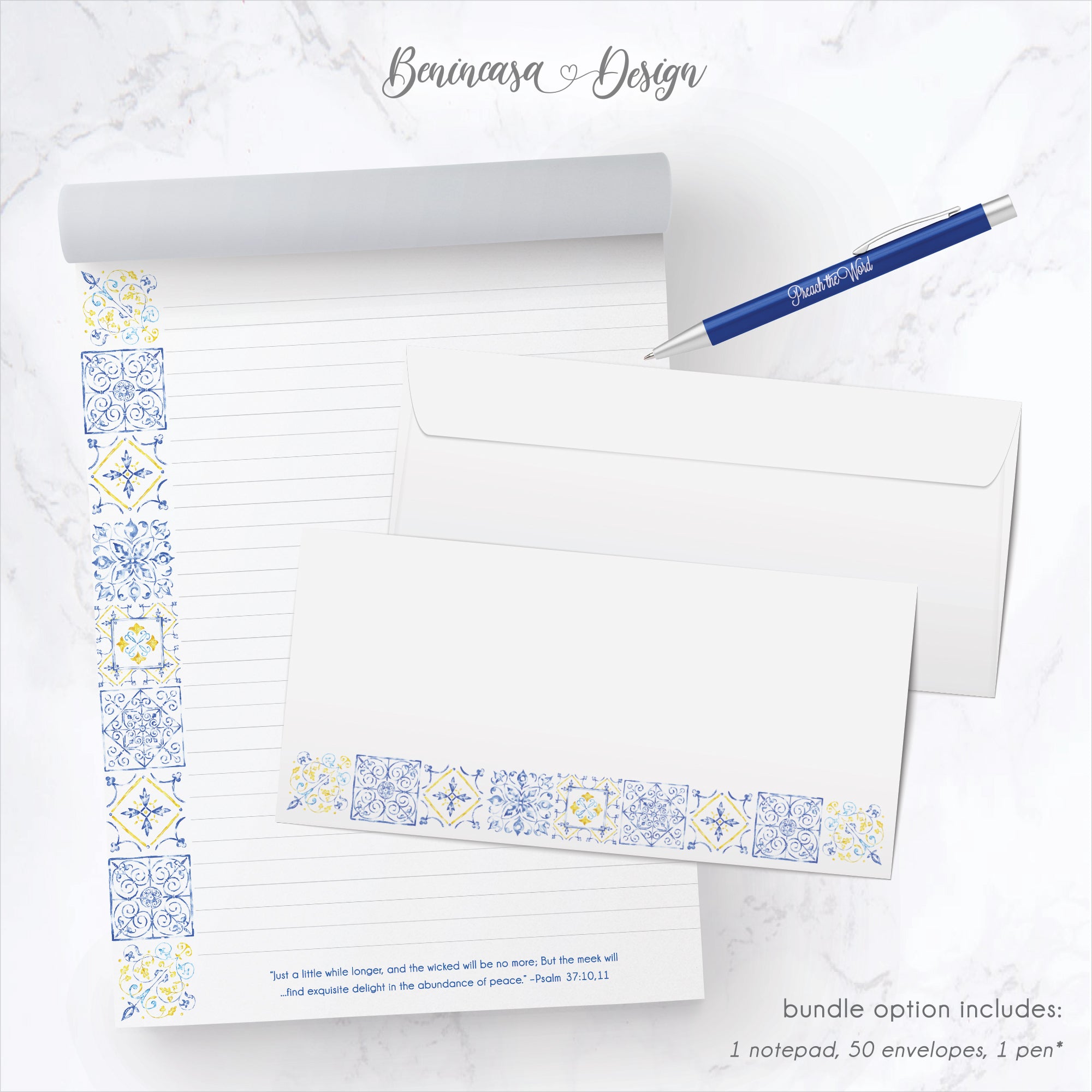 Premium Letter Writing Materials (Psalm 37:10,11) – Mediterranean Tiles